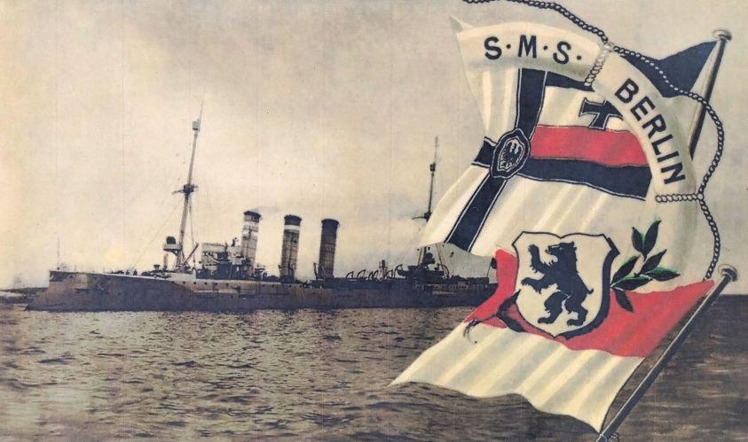 Der Kleine Kreuzer Berlin 1905. Kaiserliche Marine. 28.5 x 17.0 x 0.3 cm. 523537