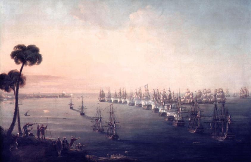 Die Schlacht am Nil Aboukir  1. August 1798 Nicholas Pocock. 41.0 x 27.0 x 0.3cm. 523486