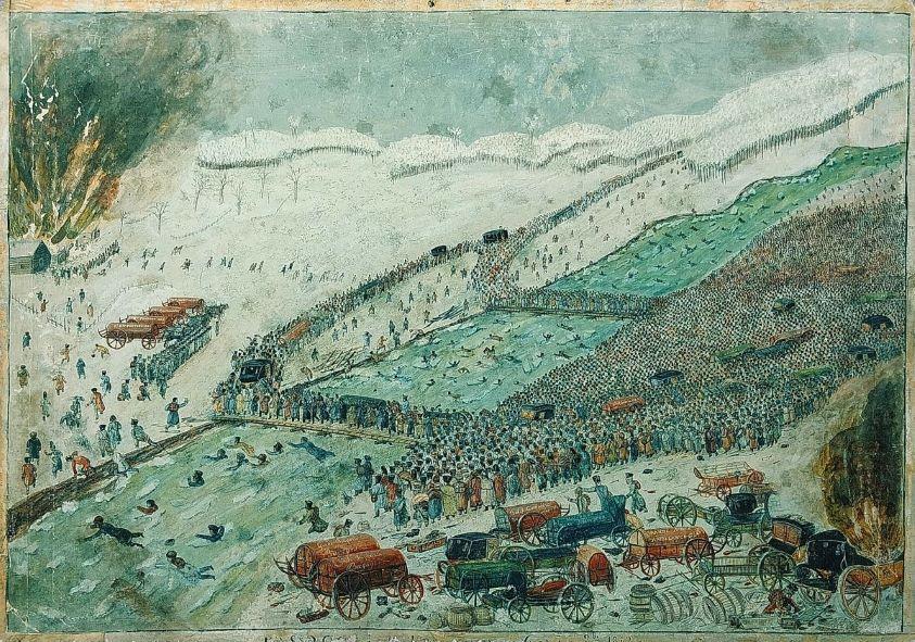 Schlacht an der Beresina 26-29.11 1812.  40.0 x 28.0 x 0.3 cm.