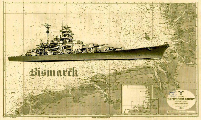 Schlachtschif  "Bismarck" 1939. 28.0 x 17.0 x 0.3 cm. 523489